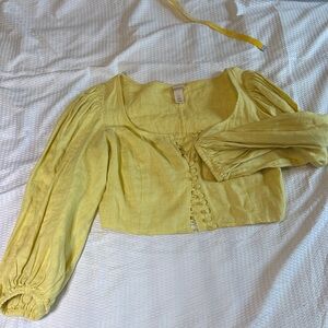 H&M Light Yellow Puff Sleeve Blouse